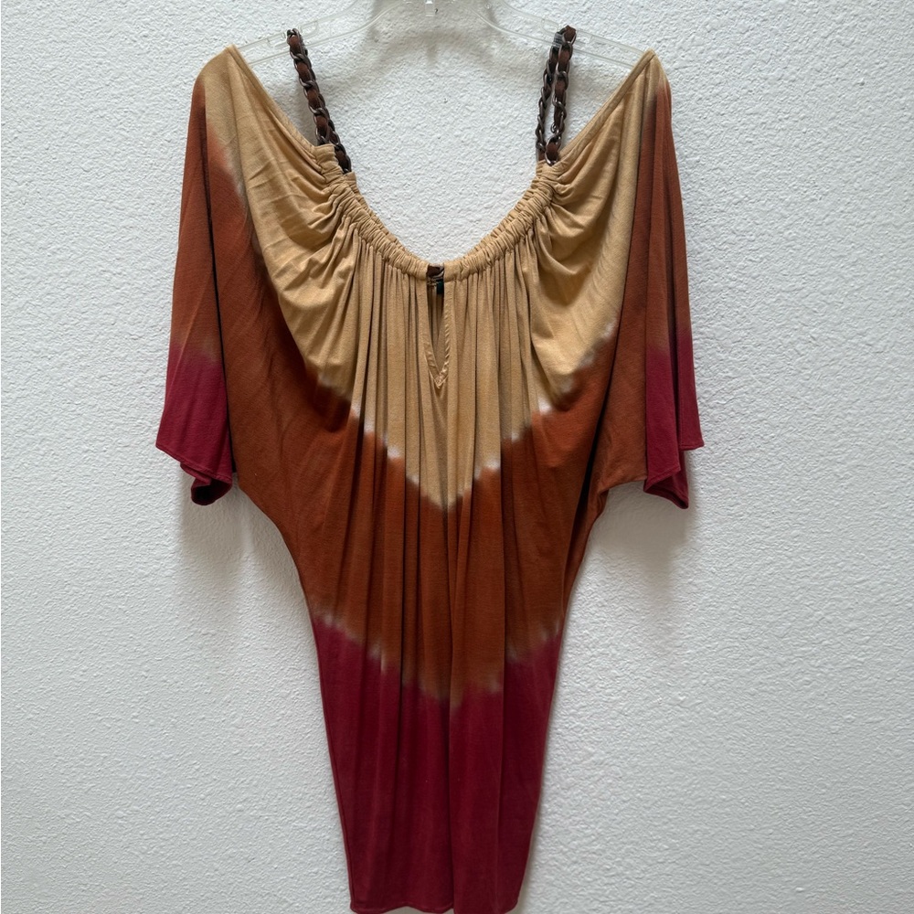 Sky Stretchy Mini Dress with Leather & Bronze Detail will fit Medium
